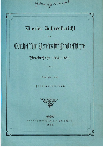 Jahresbericht des Oberhessischen Vereins für Localgeschichte
