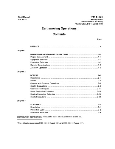 Earthmoving Operations [US Army FM 5-434]