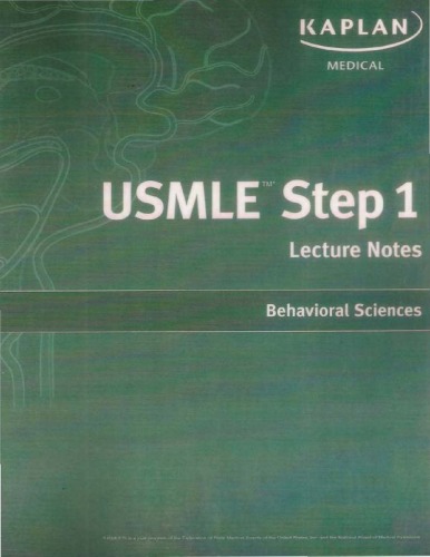 Kaplan USMLE Step 1 Lecture Notes 2009-2010: Behavioral Sciences