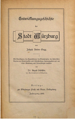 Entwicklungsgeschichte der Stadt Würzburg