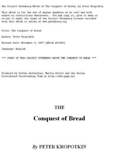 The Conquest of Bread