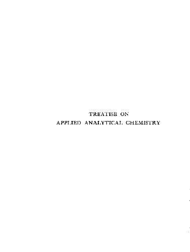 Treatise on applied analytical chemistry