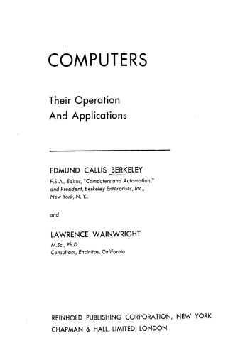 Computers: their operation and applications