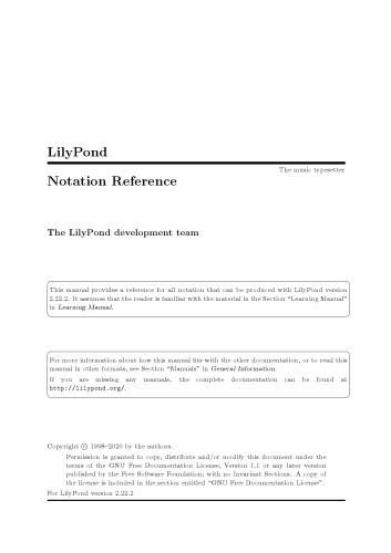 LilyPoind: Notation Reference