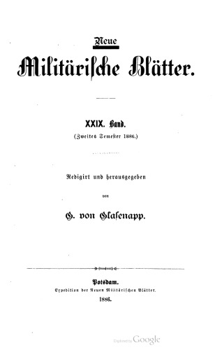 Neue Militärische Blätter / Zweites Semester 1886