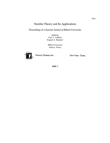Number Theory and its Applications