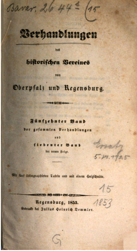 Verhandlungen des Historischen Vereins für Oberpfalz und Regensburg