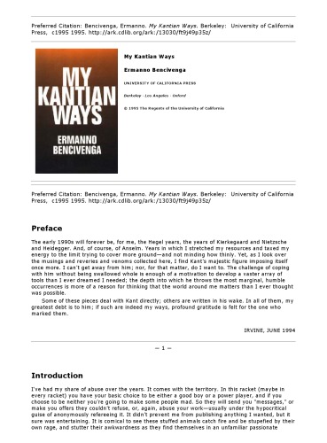 My Kantian Ways