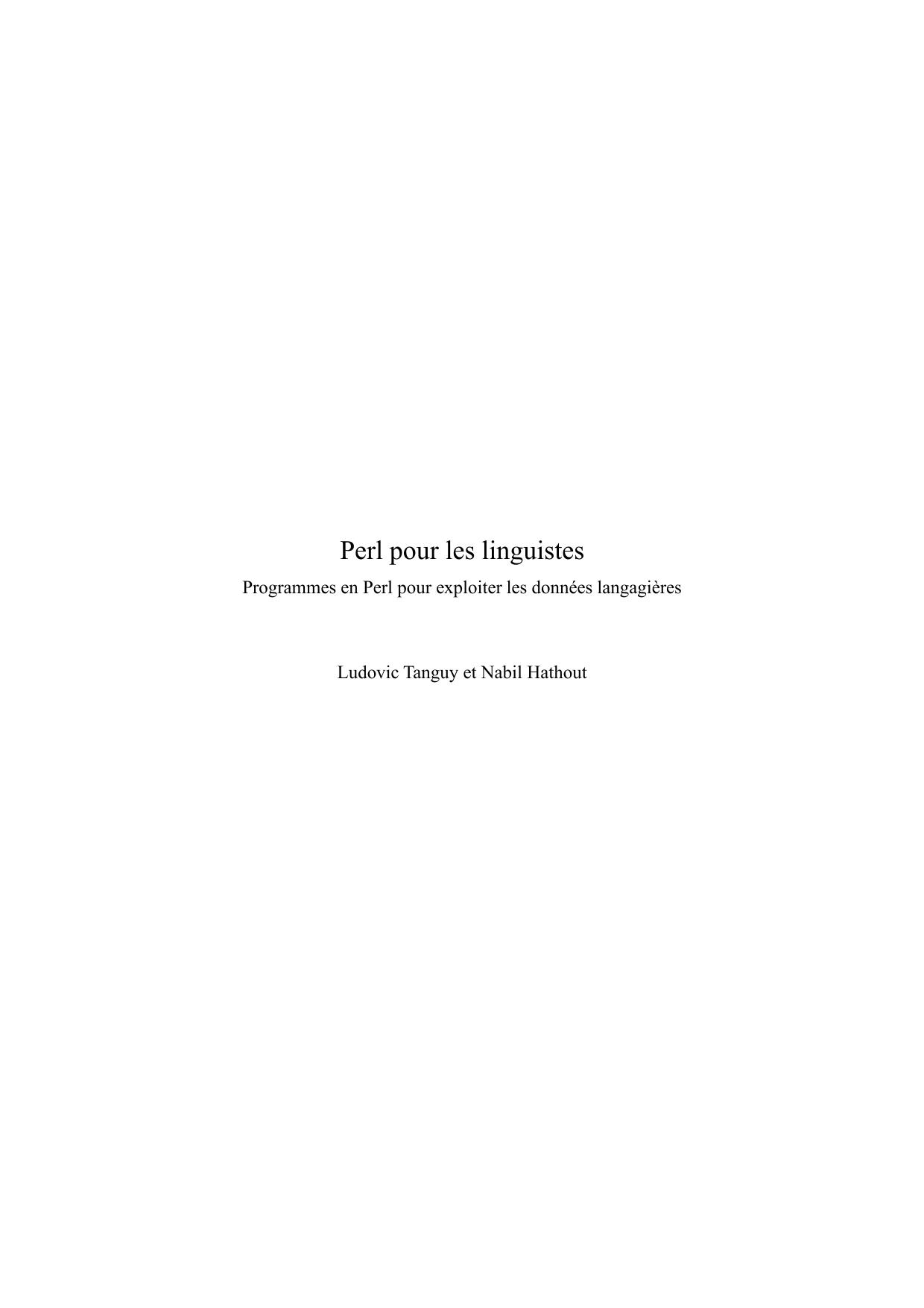 Perl pour les linguistes