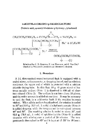 Organic Syntheses An annual publication of satisfactory methods