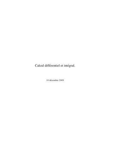 Calcul différentiel et intégral