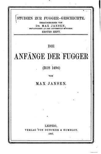 Die Anfänge der Fugger (bis 1494)