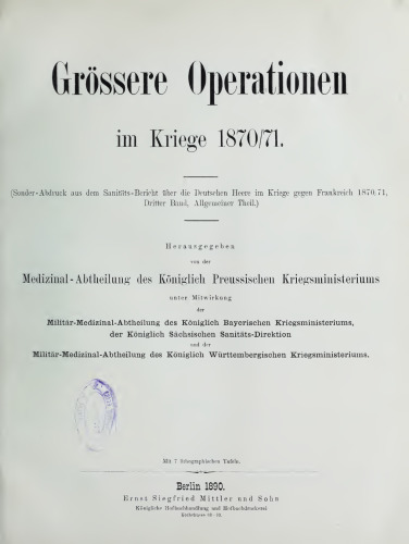 Grössere Operationen im Kriege 1870/71