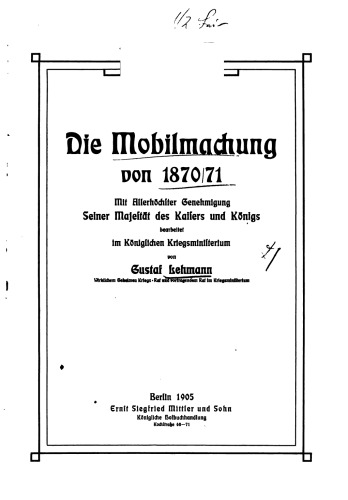 Die Mobilmachung von 1870/71