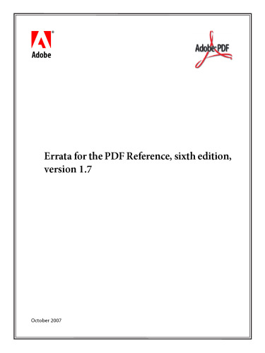 Errata for the PDF Reference, sixth edition, version 1.7