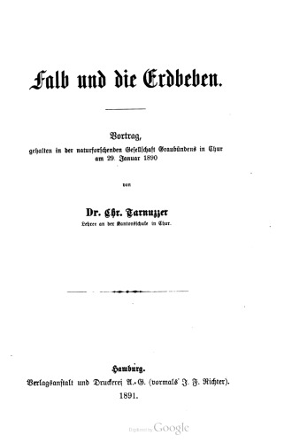 Falb und die Erdbeben. Vortrag, gehalten in der naturforschenden Gesellschaft Graubündens in Chur am 29. Januar 1890