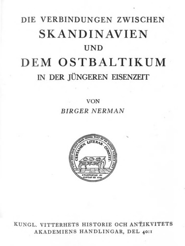 Die Verbindungen zwischen Skandinavien und dem Ostbaltikum in der jüngeren Eisenzeit
