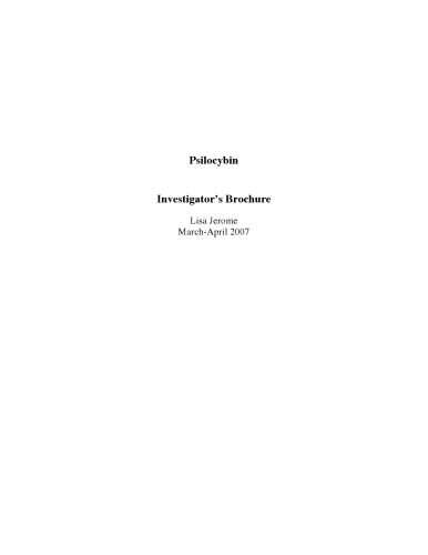 Psilocybin - Investigators Broshure