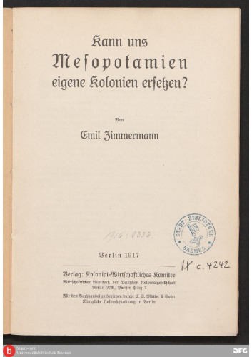 Kann uns Mesopotamien eigene Kolonien ersetzen?
