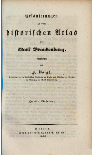 Erläuterungen zu dem historischen Atlas der Mark Brandenburg
