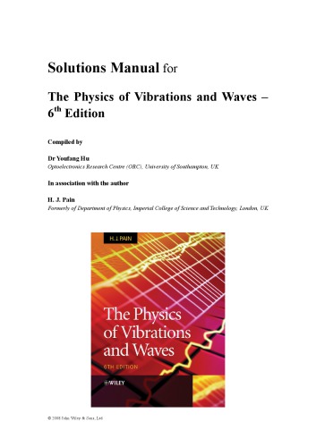 Solution Manual for The Physics of Vibrations and Waves-6th Edition