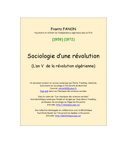 Sociologie d’une révolution (L’an V de la révolution algérienne)