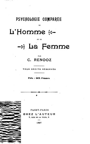 Psychologie comparée de l'homme et de la femme