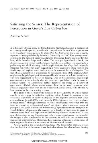 Satirizing the Senses: The Representation of Perception in Goya`s Los Caprichos