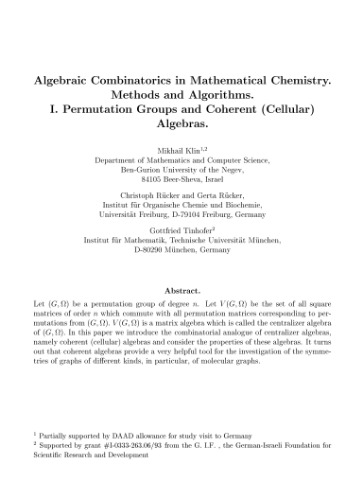 Algebraic combinatorics in mathematical chemistry