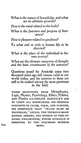 The Philosophy of Aristotle (Mentor)