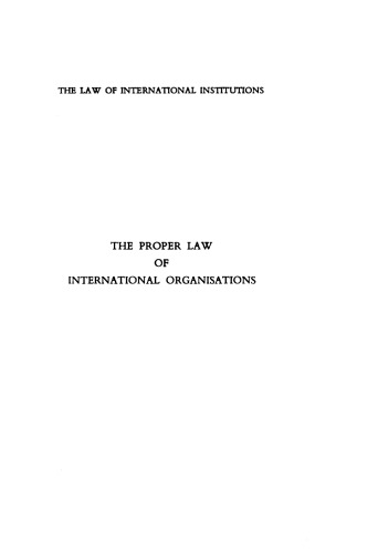 The Proper Law of International Organisations