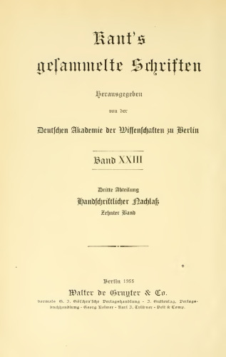 Handschriftlicher Nachlaß / Vorarbeiten und Nachträge