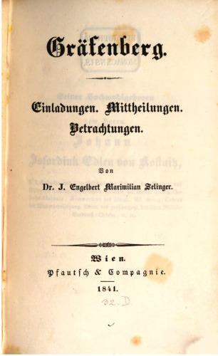 Gräfenberg. Einladungen. Mittheilungen. Betrachtungen