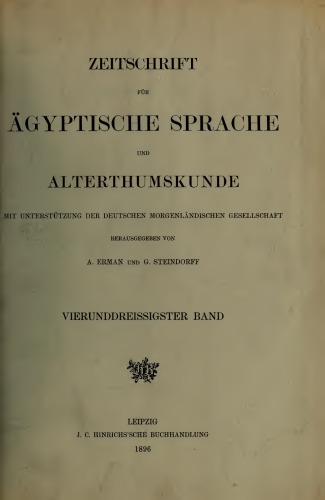Zeitschrift für Ägyptische Sprache und Altertumskunde