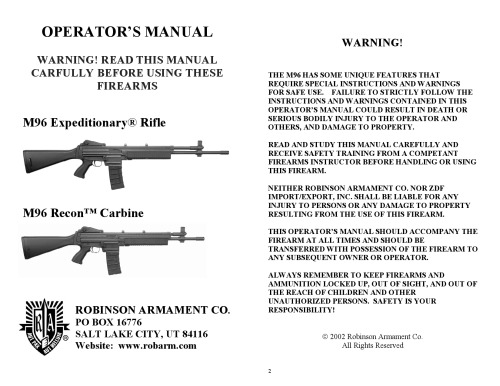 Operator’s Manual M96