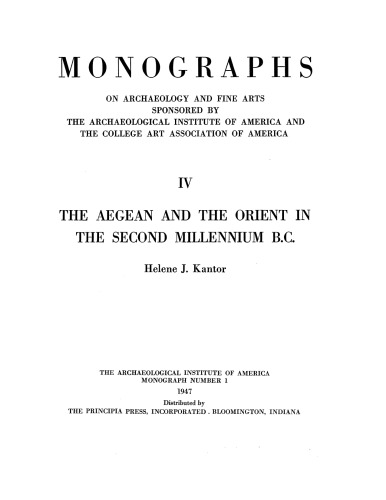 The Aegean and the Orient in the second millennium B.C.