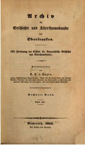 Archiv für Geschichte und Altertumskunde von Oberfranken
