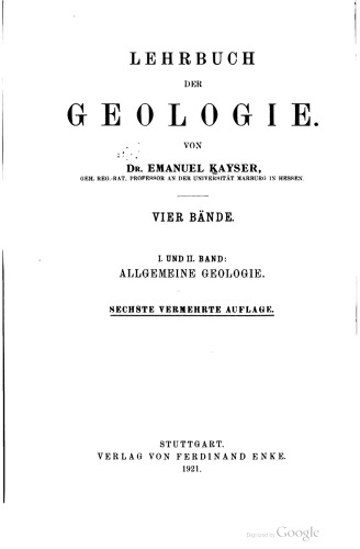 Lehrbuch der Geologie / Allgemeine Geologie