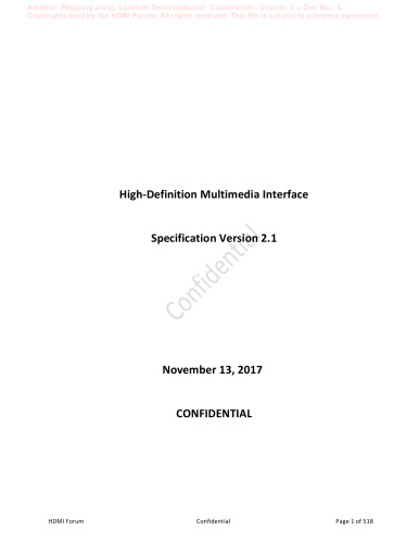 HDMI Specification 2.1: High-Definition Multimedia Interface Specification v2.1