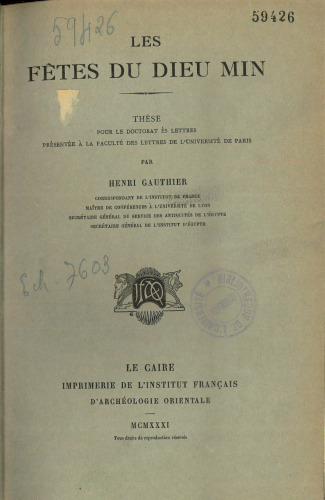 Les Fêtes du dieu Min