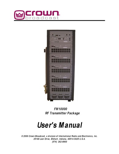 CROWN FM10000 RF Transmitter Package 9broadcast radio)