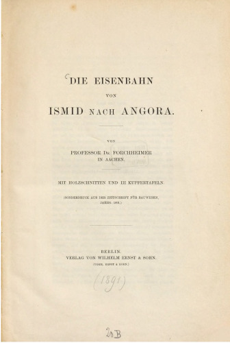 Die Eisenbahn von Ismid nach Angora