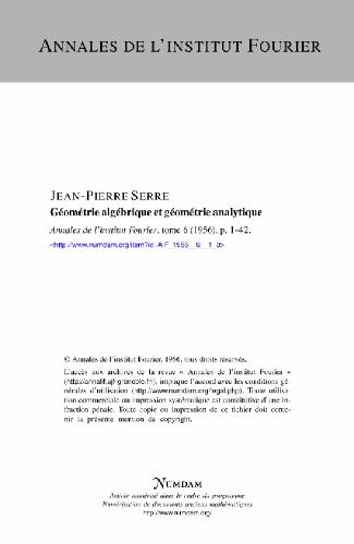 Geometrie algebrique et geometrie analytique
