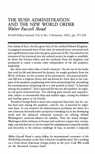 Bush Administration and New World Order
