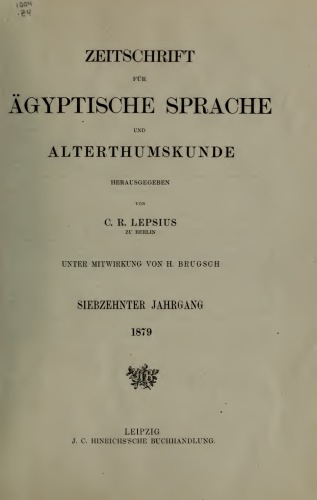 Zeitschrift für Ägyptische Sprache und Altertumskunde