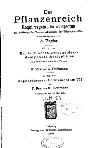 Pflanzenreich pax euphorbiaceae