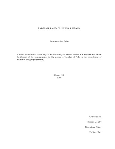 Rabelais, Pantagruélion & Utopia [M. A. diss.]