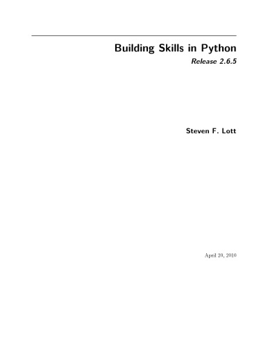 Building Skills in Python - Release 2.6.5