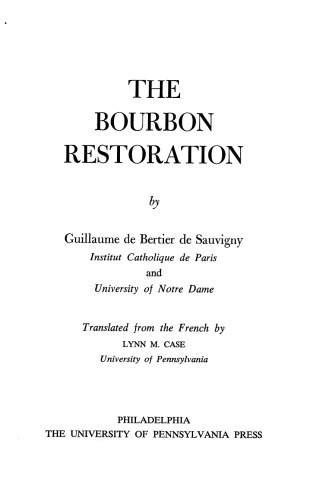The Bourbon Restoration