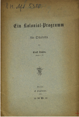 Ein Kolonial-Programm für Ost-Afrika